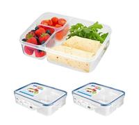 HOMESHOPA Plastic Airtight Compartments Containers with Clip Lock Lids, 2 Pack Food Storage Meal Prep Lunch Box for Kids Adults, Clear Reusable Leak Proof BPA Free Microwave Freezer & Dishwasher Safe