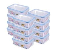 HOMESHOPA Plastic Airtight Food Storage Container, 12 Pack 1 Litre Leakproof Rectangle Container with Clip-Lock Lid, BPA Free Reusable Meal Prep Lunch Box Microwave Freezer & Dishwasher Safe
