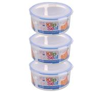 HOMESHOPA Plastic Airtight Food Storage Container, 2.3 Litre 3 Pack Round Leakproof Stackable Container with Clip-Lock Lid, BPA Free Reusable Meal Prep Lunch Box, Microwave Freezer & Dishwasher Safe