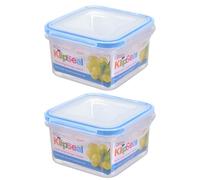 HOMESHOPA Plastic Airtight Food Storage Container, 2 Pack 400ml Square Leakproof Stackable Container with Clip-Lock Lid, BPA Free Reusable Meal Prep Lunch Box, Microwave Freezer & Dishwasher Safe