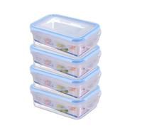 HOMESHOPA Plastic Airtight Food Storage Container, 4 Pack 240ml Leakproof Rectangle Container with Clip-Lock Lid, BPA Free Reusable Meal Prep Lunch Box Microwave Freezer & Dishwasher Safe