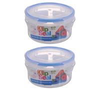 HOMESHOPA Plastic Airtight Food Storage Container, 400ml 2 Pack Round Leakproof Stackable Container with Clip-Lock Lid, BPA Free Reusable Meal Prep Lunch Box, Microwave Freezer & Dishwasher Safe
