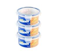 HOMESHOPA Plastic Food Storage Container, 600 ml 3 Pack Clip-Lock Lid, Round Airtight Leakproof Stackable Container, BPA Free Reusable Meal Prep Lunch Box, Microwave Freezer & Dishwasher Safe