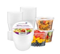 HOMESHOPA Plastic Food Storage Containers, 32 Pack 550ml Round Microwave Clear Container with Lids, BPA Free Stackable Airtight Reusable, Dishwasher & Freezer Safe, Meal Prep Takeaway Tubs