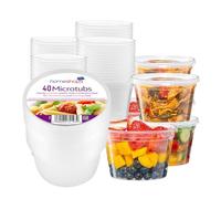 HOMESHOPA Plastic Food Storage Containers, 40 Pack 550ml Round Microwave Clear Container with Lids, BPA Free Stackable Airtight Reusable, Dishwasher & Freezer Safe, Meal Prep Takeaway Tubs