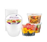 HOMESHOPA Plastic Food Storage Containers, 8 Pack 550ml Round Microwave Clear Container with Lids, BPA Free Stackable Airtight Reusable, Dishwasher & Freezer Safe, Meal Prep Takeaway Tubs