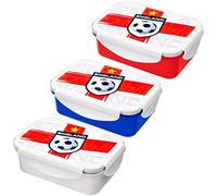 HOMESHOPA Plastic Lunch Box, 500ml 3 Pack Red/Blue/White Clip & Lock Airtight Food Storage Containers, England Football Print BPA Free Leakproof Reusable Sandwich Boxes for Kids Adults School Work
