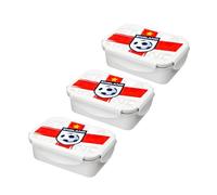 HOMESHOPA Plastic Lunch Box, 500ml 3 Pack White Clip & Lock Airtight Food Storage Containers, England Football Print BPA Free Leakproof Reusable Sandwich Boxes for Kids Adults School Work