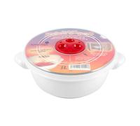 HOMESHOPA Plastic Microwave Heating Food 2 Litre Cooking Pot Container with Ventilated Lid & Steam Release Vent, Round Bowl, Kitchen Air-tight Food Storage Container, Dishwasher, Freezer Safe