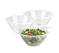 Homeshopa Plastic Mixing Bowl, 3 Pack 5 Litre Reusable Kitchen Cooking Serving Bowl, Non Slip Base, Compact & Stackable, Popcorn Salad Bowl for Food Prep Baking, Dishwasher Safe, 28cm Clear