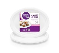 HOMESHOPA Plastic Oval Plates, Pack of 40 White Serving Dishes, Reusable & Washable Dinner Plates, Stackable Lightweight Serving Platter for Parties, Weddings, Catering & Picnic, 33x26 cm