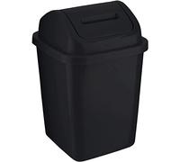 HOMESHOPA Plastic Swing Top Waste Bin, 5Litre Rubbish Recycling Waste Paper Trash Can, Square Small Flip Top Lid Dustbin, Home Kitchen Household Bathroom Office Garbage Bin (Black)