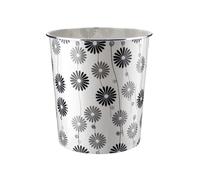 HOMESHOPA Plastic Waste Paper Basket Bin, 7.7 Litre Black & Grey Daisy Floral Retro Round Trash Can, Lightweight Recycling Rubbish Bin for Kitchen, Bedroom, Bathroom, Open-Top Garbage Dustbin
