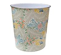 HOMESHOPA Plastic Waste Paper Basket Bin, 7.7 Litre Coloured Leaf Floral Retro Round Trash Can, Lightweight Recycling Rubbish Bin for Kitchen, Bedroom, Bathroom, Open-Top Garbage Dustbin