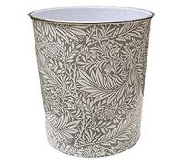 HOMESHOPA Plastic Waste Paper Basket Bin, 7.7 Litre Grey Leaf Floral Retro Round Trash Can, Lightweight Recycling Rubbish Bin for Kitchen, Bedroom, Bathroom, Open-Top Garbage Dustbin