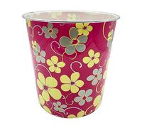 HOMESHOPA Plastic Waste Paper Basket Bin, 7.7 Litre Pink Floral Retro Round Trash Can, Lightweight Recycling Rubbish Bin for Kitchen, Bedroom, Bathroom, Open-Top Garbage Dustbin