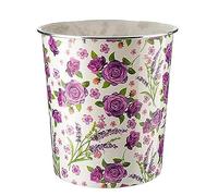 HOMESHOPA Plastic Waste Paper Basket Bin, 7.7Litre Floral Retro Round Trash Can, Lightweight Recycling Rubbish Bin Kitchen, Bedroom, Bathroom, Open-Top Garbage Dustbin, Lavender