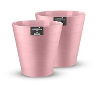 HOMESHOPA Plastic Waste Paper Bin Pink, 2 Pack 6 Litre Round Waste Basket Trash Can, Lightweight Rubbish Bin for Kitchen, Bedroom, Bathroom, Open-Top Design, Outdoor Garbage Dustbin