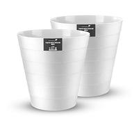 HOMESHOPA Plastic Waste Paper Bin White, 2 Pack 6L Round Waste Basket Trash Can, Lightweight Rubbish Bin for Kitchen, Bedroom, Bathroom, Open-Top Design, Ourdoor Gargabe Container Dustbin
