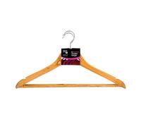HOMESHOPA Premium Wooden Hangers, 10 Pack Curved Clothes Hangers, 360° Swivel Hook with Shoulder Notches, Anti-Slip Trousers Bar Wardrobe Space Saver for Suits Shirts Coats