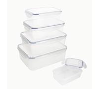 HOMESHOPA Rectangular Airtight Plastic Food Storage Containers Set of 5, Stackable & Nestable Large Lunch Boxes with Clip Lock Lid, Reusable, Leakproof, BPA Free, Dishwasher, Freezer, Microwave Safe