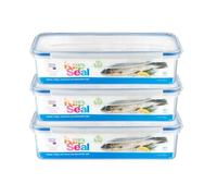 HOMESHOPA Rectangular Bacon Storage Containers, 3 Pack 1.1 Litre Plastic Leakproof Food Storage Container with Lids, BPA Free Stackable & Airtight Food Boxes Microwave & Freezer Dishwasher Safe