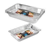 HOMESHOPA Rectangular Roasting Tray, 4 Pack Disposable Aluminium Foil Trays, Large Tin Foil Containers for Cooking, Roasting, Broiling, Bakeware, Storing, Prepping Food, Heating, Oven & Freezer Safe