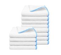 HOMESHOPA Ribbed Dish Cloths 35 x 35cm, 12 Pack Super Absorbent Cotton Rich Kitchen Cleaning Cloths, Soft & Thick Reusable Washing Up Cloths for Dishes, Counters & Surfaces, White Dishcloths