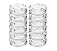 HOMESHOPA Round Glass Ashtrays, 12 Pack Solid & Practical Transparent Glass Ash Tray for Cigarettes Cigars, Clear Stackable Ashtray for Indoor Outdoor Home Office Restaurant Decorative Tabletop