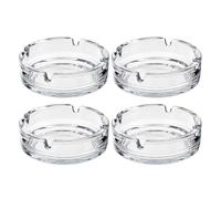 HOMESHOPA Round Glass Ashtrays, 4 Pack Solid & Practical Transparent Glass Ash Tray for Cigarettes Cigars, Clear Stackable Ashtray for Indoor Outdoor Home Office Restaurant Decorative Tabletop