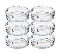 HOMESHOPA Round Glass Ashtrays, 6 Pack Solid & Practical Transparent Glass Ash Tray for Cigarettes Cigars, Clear Stackable Ashtray for Indoor Outdoor Home Office Restaurant Decorative Tabletop
