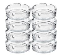 HOMESHOPA Round Glass Ashtrays, 8 Pack Solid & Practical Transparent Glass Ash Tray for Cigarettes Cigars, Clear Stackable Ashtray for Indoor Outdoor Home Office Restaurant Decorative Tabletop
