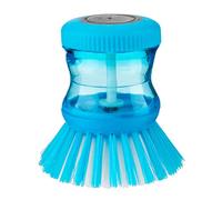 Homeshopa Soap Dispensing Palm Brush, Built In Refillable Soap Dispensing Dish Brush, Washing Up Scourer Kitchen Dish Scrubber Brush for Dish Pot Pan Sink Multifunctional Cleaning (Blue)