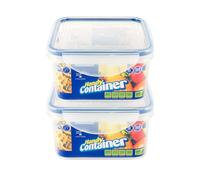 HOMESHOPA Square Airtight Food Storage Plastic Container, 2 Pack 650ml Kitchen & Pantry Organisation Canisters, Leakproof Stackable Reusable, Microwave, Dishwasher & Freezer Safe