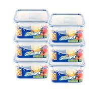HOMESHOPA Square Airtight Food Storage Plastic Container, 6 Pack 650ml Kitchen & Pantry Organisation Canisters, Leakproof Stackable Reusable, Microwave, Dishwasher & Freezer Safe