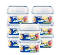 HOMESHOPA Square Airtight Food Storage Plastic Container, 8 Pack 650ml Kitchen & Pantry Organisation Canisters, Leakproof Stackable Reusable, Microwave, Dishwasher & Freezer Safe