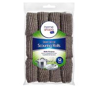 HOMESHOPA Steel Wool Scouring Rolls, 12 Pack Wire Wool Mice Pads, Grade 0, Steel Wool Cleaning Pads for Cleaning, Polishing, Home and Kitchen, Multi-Purpose for Washing Up Pots, Pans, Glass, Metal, 6g