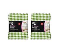 HOMESHOPA Terry Tea Towels, Pack of 6 Cotton Rich Green Kitchen Cloth, Super Absorbent & Quick Drying, Reusable Dish Cloth, Kitchen Cleaning & Drying