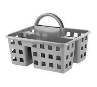 HOMESHOPA Utility Plastic Shower Grey Caddy Basket Organiser with 3 Compartment & Handle, Portable Kitchen Cleaning Supply Handy Storage Tidy Tote Tray Carry Bucket for Bathroom, Kitchen, Dorm Room