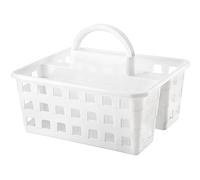 HOMESHOPA Utility Plastic Shower White Caddy Basket Organiser with 3 Compartment & Handle, Portable Kitchen Cleaning Supply Handy Storage Tidy Tote Tray Carry Bucket for Bathroom, Kitchen, Dorm Room