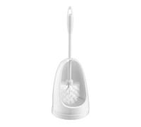 HOMESHOPA White Toilet Bowl Brush & Holder, Strong Plastic Handle & Stiff Bristles for Deep Cleaning, Free Standing Quick Drying Holder, Bathroom Cleaning Accessories