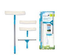 HOMESHOPA Window Cleaning Kit, Window Cleaning Equipment-128cm Extendable Telescopic Pole & Squeegee Cleaner with Aluminium Pole for High Windows, 2 Microfibre Heads, Glass Cleaner for Indoor/Outdoor