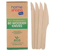 HOMESHOPA Wooden Knives, 80 Pack Biodegradable compostable Disposable Wooden Knives, 100% Birchwood Eco Friendly Cutlery, Stury & Durable, Ideal for Catering, Parties, Outdoor Picnics, Camping