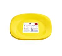 HOMESHOPA Yellow Plastic Plates Set, 4-Pack 19cm Reusable Tableware, Party Serving Plates, Unbreakable, Microwave, Dishwasher & Freezer Safe