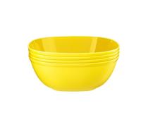 HOMESHOPA Yellow Plastic Square Cereal Bowls, 4 Pack Party Serving Bowls, Reusable Tableware, Unbreakable, Microwave, Dishwasher & Freezer Safe