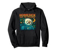 Homesick for the Holidays Snowman Astronaut Art Pullover Hoodie