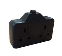 HomeSmart Black Heavy Duty 83mm x 155mm Single Socket Extension Lead Customisable 2 Gang Plug High-Impact Plastic Cable Grip for Safety Durable 3 Pin Rewireable Socket for Home, Office, Workshop