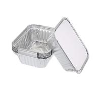HOMESmith 10 Pack Aluminium Foil Trays with Lids Containers Strong and Large Tin Foil Food Take Away Container Disposable Food Take Out Box with Lid|0.5 Litre |, Silver