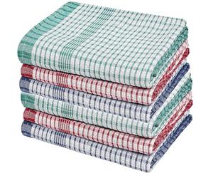 HOMESmith 100% Cotton Tea Towels - Pack of 6 Absorbent Kitchen Towels, Fast-Drying & Lint-Free Dishcloth Set