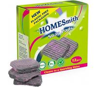 HOMESmith 12 Pack Soap Pad - Scouring Cleaning Steel Wool Scrub Wash Hob Oven Kitchen Sink